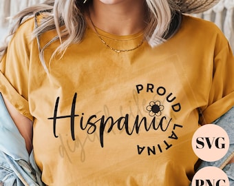 Orgullosa latina hispana SVG PNG para manualidades, Mes de la Herencia Latina Diseño de marco geométrico