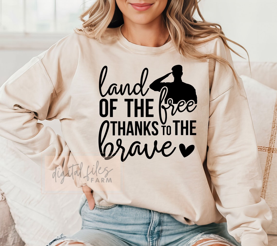 Memorial Day Svg, Land of the Free Thanks to the Brave SVG, Veterans ...