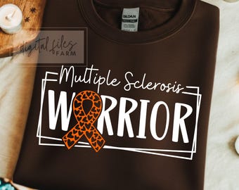 MS Warrior Orange Ribbon SVG, Multiple Sclerosis Awareness PNG (Digital Download