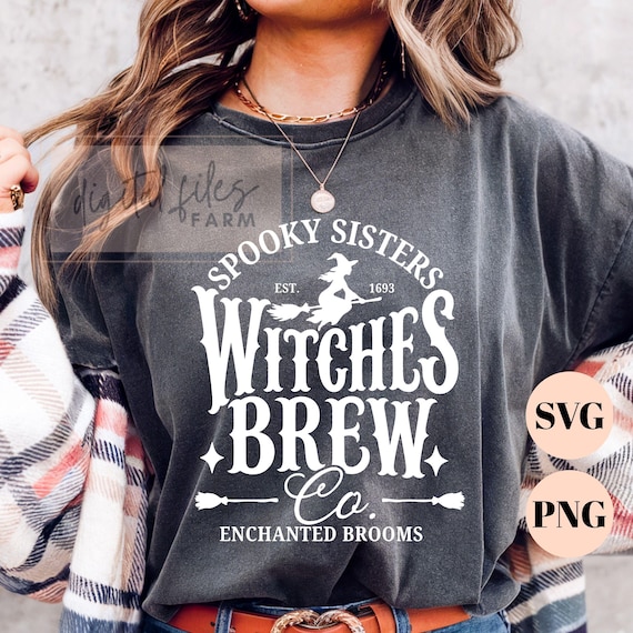 Spooky Sisters SVG PNG, Salem Witches Shirt Design Magic Broom Digital Download