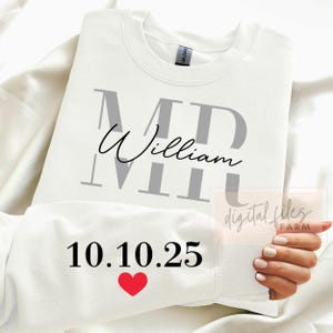 Bride and Groom SVG PNG, Blank Mrs and Mr Couple Svg, DIY Couple Anniversary Design Template, Add Your Own Name and Date image 6