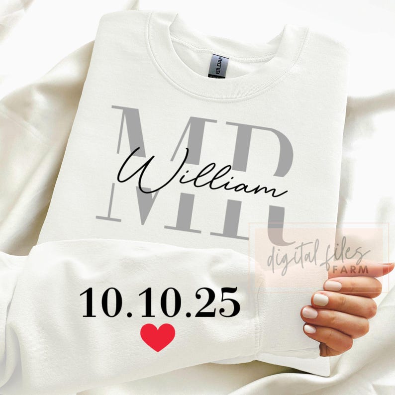 Bride and Groom SVG PNG, Blank Mrs and Mr Couple Svg, DIY Couple Anniversary Design Template, Add Your Own Name and Date image 6