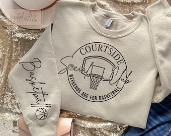 Basketball Mom SVG, Courtside Social Club, Basketball SVG, Basketball Sleeve Shirt SVG, Basketball Season Svg Design, Basketball Mama Svg