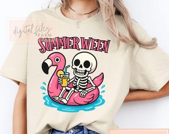 Summerween Ghost PNG: Funny Spooky Flamingo Design (Digital Download)