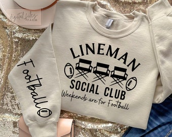 Lineman Social Club SVG PNG do rękodzieła, projekt rękawa „Weekendy są na futbol”