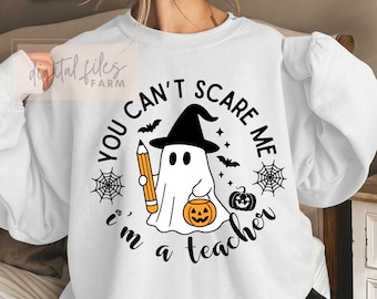 Leraar Halloween SVG: You Can't Scare Me png-ontwerp (digitale download)