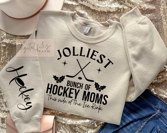 Jolliest bunch of hockey moms this side of the ice rink svg, Hockey moms svg, Hockey moms christmas svg, Christmas Svg, Hockey Sports Mom