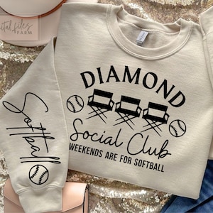 Softball Mom SVG, Softball Svg, Diamond Social Club Svg, Sleeve Softball shirt svg, Softball Season, Cheer Softball Mom Svg, Love Softball
