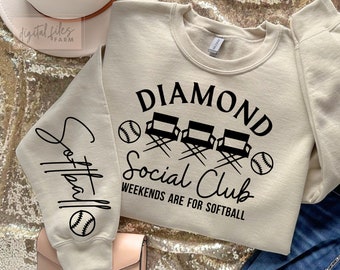 Softball Mom SVG, Softball Svg, Diamond Social Club Svg, Sleeve Softball shirt svg, Softball Season, Cheer Softball Mom Svg, Love Softball