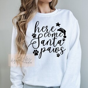 Chirstmas Svg, Here Comes Santa Paws Svg, Santa Paws Svg, Dog Christmas ...