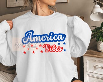 America Vibes SVG, PNG, 4th of July Svg, Fourth of July, Retro Boho Vintage, Retro Patriotic Svg, 4th of July Shirt Svg Files For Cricut