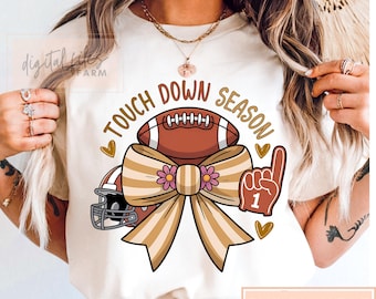 Touchdown Season PNG: Girly Football Bow Mama Design (Digital Download)