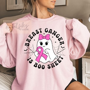 Breast Cancer is Boo Sheet Svg, Breast Cancer Halloween Shirt Svg, Breast Cancer Awareness, Breast Cancer Halloween Ribbon Pink Ghost Svg