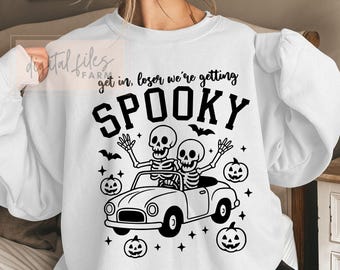 Temporada espeluznante SVG PNG: Divertido diseño de esqueleto de bruja de Halloween (Descarga digital)