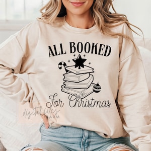 Christmas Svg, All Booked for Christmas Svg, Christmas Books Svg, Christmas Teacher Svg, Librarian Christmas Svg, Christmas Book Tree Svg