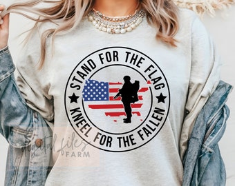 Stand For The Flag Kneel For The Fallen Svg, Veterans Day Svg, Patriotic Svg, US Flag, Military Svg, America Svg, Soldier US, 4th Of July