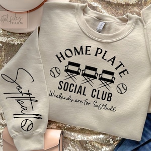 Softball Mom SVG, Softball SVG, Home Plate Social Club Svg, Sleeve Softball Shirt Svg, Softball Season Svg, Funny Family Shirt Svg Cut files