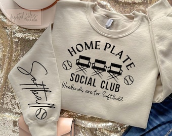 Softball Mom SVG, Softball SVG, Home Plate Social Club Svg, Sleeve Softball Shirt Svg, Softball Season Svg, Funny Family Shirt Svg Cut files