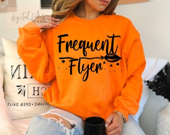 Frequent Flyer Svg, Halloween Svg, Witches Broom Svg, Funny Halloween Svg, Witch Svg, Halloween Cut File, Halloween Witch Shirt Svg Cut file