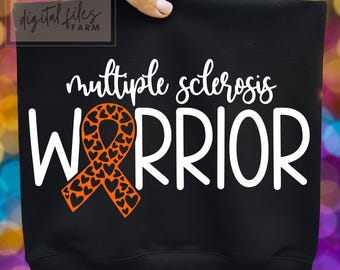 MS Warrior Orange Ribbon SVG, Multiple Sclerosis Awareness Design (Digital Download
