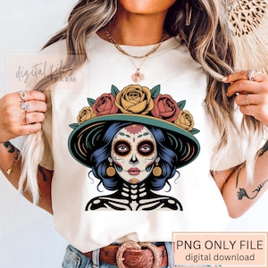 Day of the Dead PNG, Dia De Los Muertos PNG, De Los Muertos Day of the Dead Sugar Skull Floral, De Los Muertos La Catrina Day of the Dead