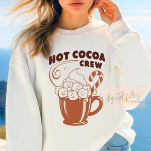 Hot Cocoa Crew SVG PNG, Winter Svg, Merry Christmas Svg, Holiday Christmas Cookies Svg, Coffee Mug Svg, Marshmallows Svg, Winter comfort svg