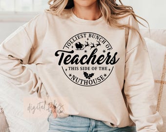 Teacher Christmas Svg, Jolliest Bunch of Teachers Svg, Merry Teacher Svg, Holly Jolly Teacher Svg, Christmas Teacher Svg, Christmas Vibes