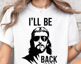 Grappige Pasen Jezus SVG, zonnebril png, ik kom terug (digitale download)