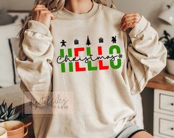 Svg de Navidad, Hola Navidad SVG, PNG, Suéter navideño Svg, Svg de invierno, Svg de Feliz Navidad, Svg de camiseta navideña divertida, Svg de nieve