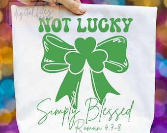Blessed St Patricks Day Bow SVG PNG, Christian Clover (Digital Download)