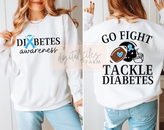 Go Fight Tackle Diabetes Football Svg, Diabetes Awareness Svg Png, Blue Ribbon Svg, Diabetes Awareness We Wear Blue Svg PNG, november Svg