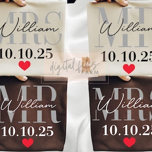 Bride and Groom SVG PNG, Blank Mrs and Mr Couple Svg, DIY Couple Anniversary Design Template, Add Your Own Name and Date image 4