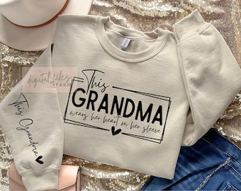 Grandma Svg, Mothers Day Svg, This Grandma Wears Her Heart on Her Sleeve Svg, Motherhood Svg, Sleeve Shirt Svg, Inspirational Grandma Quotes