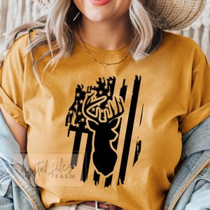 Deer Flag Svg, Distressed Hunting Deer Silhouette Flag Svg, Distressed Flag Svg, Forest Svg, Deer Scene Svg for Shirt