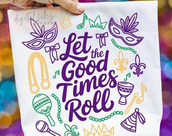 Ikona Mardi Gras SVG PNG, Niech dobre czasy się toczą SVG, Koraliki w koronie maski Mardi Gras, Festiwal w Nowym Orleanie, Fleur De Lis SVG, Tłusty Wtorek