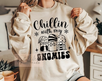 Christmas Svg, PNG, Chillin With My Gnomies Svg, Christmas Gnome Svg, Merry Christmas Svg, Funny Christmas Gnomies Gift Shirt Svg Cut Files