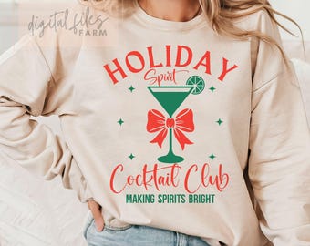 Coquette Holiday Spirit Cocktail Club SVG, Christmas PNG Sublimation, Social Club (Digital Download)