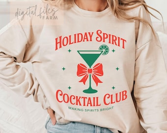 Coquette Holiday Spirit Cocktail Club SVG, Christmas PNG Sublimation, Social Club (Digital Download)