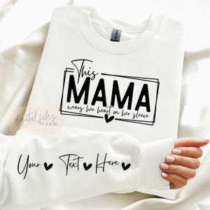 Blank Mama Wears Her Heart on Her Sleeve SVG PNG, Mothers Day Design, Custom Kids Layout, DIY Mother Grandmother Gift Files