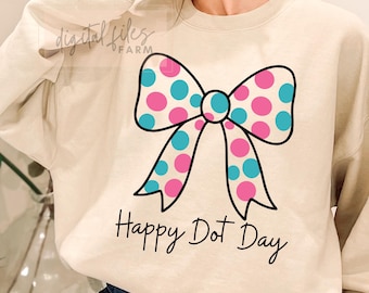 Happy Dot Day SVG PNG, Polka Coquette Bow International Teacher School Shirt Clipart