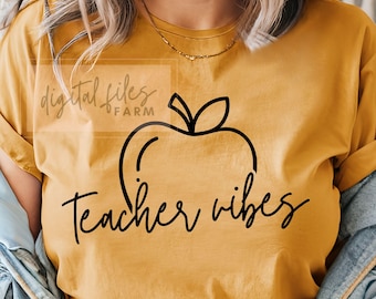 Teacher Vibes SVG: Diseño de camiseta de regreso a clases (descarga digital)