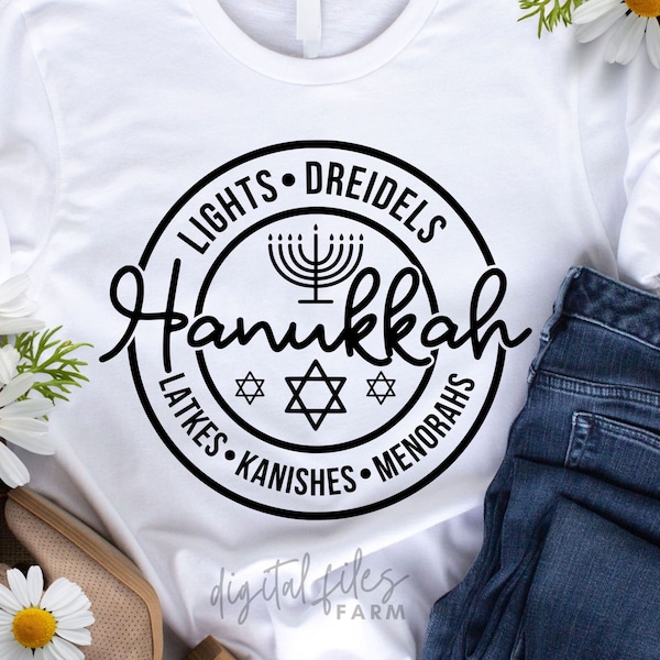 Hanukkah SVG,  Lights Dreidels Latkes Kanishes Menorahs, Chanukah Star Of David, Happy Hanukkah Svg, Love & Light SVG, Svg files for cricut