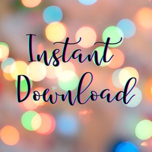 May include: A blurry background of colorful lights with the text "Instant Download" in black with a pink outline.