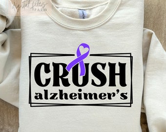 Alzheimer's & Brain Awareness Svg, crush alzheimer's, Awareness, Ribbon Awareness, Cancer Awareness, Feather Cancer, Solidarity, Nurse SVG