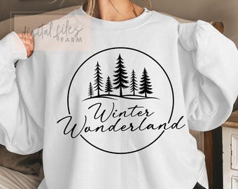 Winter Wonderland SVG PNG, Winter Svg, Christmas Tree Svg, Winter Trees  Shirt Design, Funny Cozy Preppy Distressed Shirt Design Sublimation
