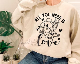 Boo Cupido San Valentín SVG: Todo lo que necesitas es amor, sé amable (Descarga digital)