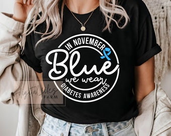 In November We Wear Blue Svg, Diabetes Awareness SVG, Blue Ribbon November Cut Files for Cricut, Blue Ribbon Awareness, Svg files for cricut