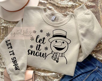 Christmas Svg, Let It Snow SVG, Christmas Snowman Svg, Ornament SVG, Snowman SVG, Snowflake Svg, Hello Winter, Sleeve Christmas Shirt Svg