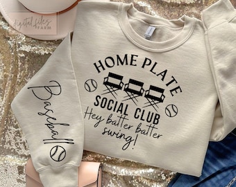 Baseball Mom SVG, Baseball SVG, Home Plate Social Club, Sleeve Baseball Shirt Svg, Baseball Season Svg, Baseball Family Shirt Svg Cut files