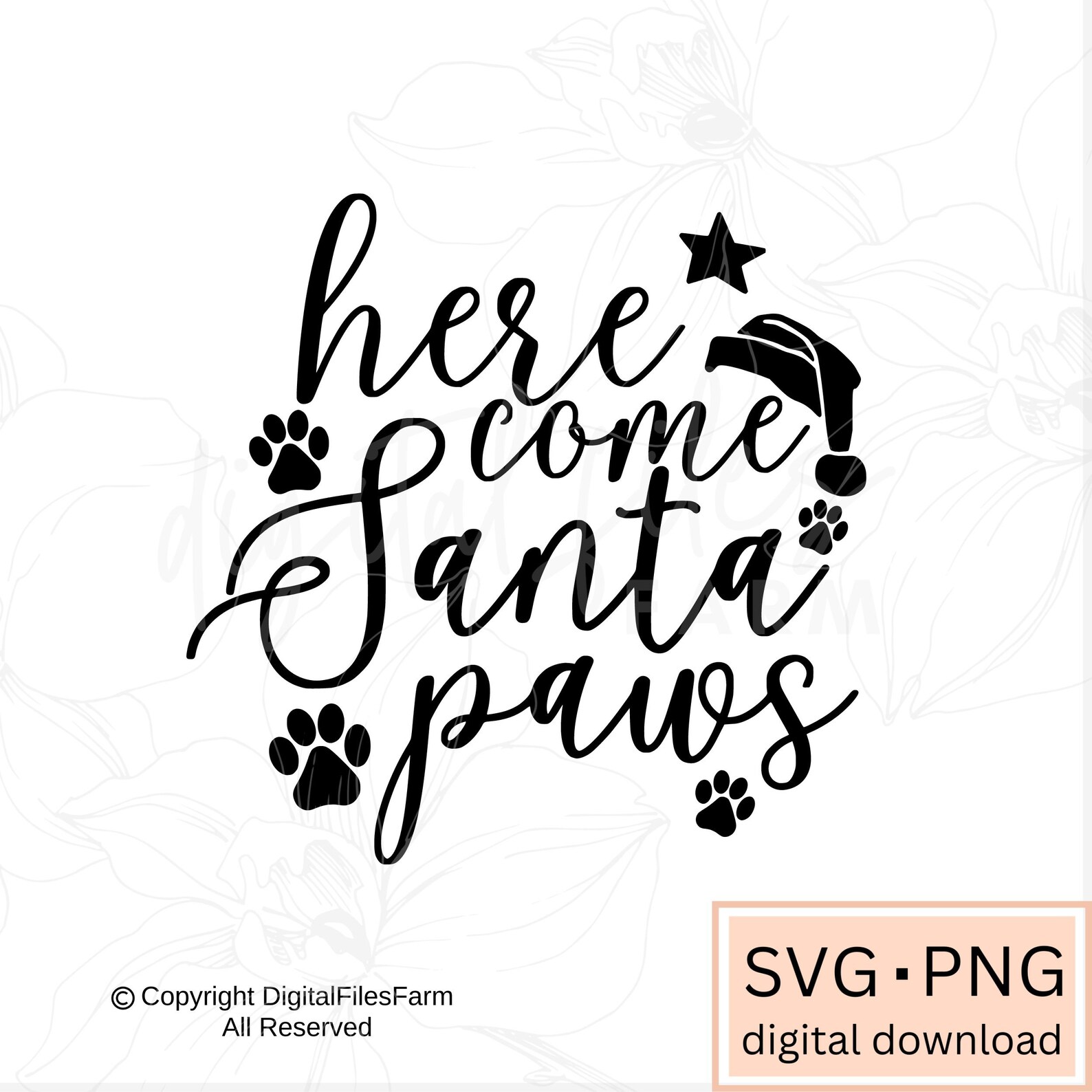 Chirstmas Svg, Here Comes Santa Paws Svg, Santa Paws Svg, Dog Christmas ...